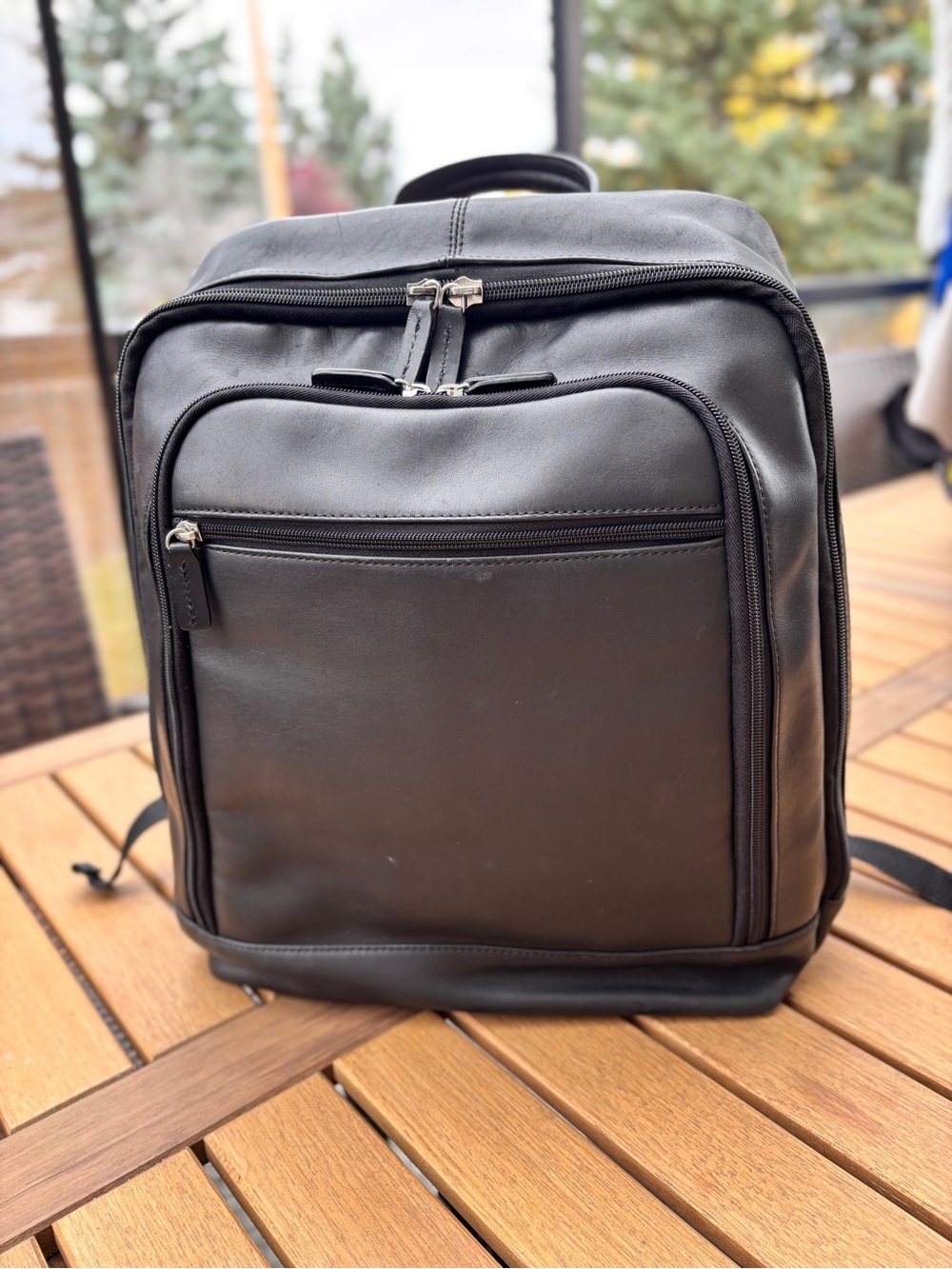 Jack Georges Voyager Black Leather Backpack